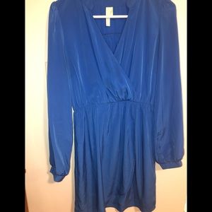 Blue faux wrap dress